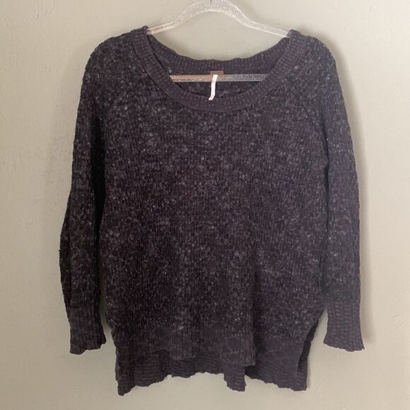 Free People Sweaters - FREE PEOPLE Dark Gray Slub-Knit Wool Blend Sweater Small